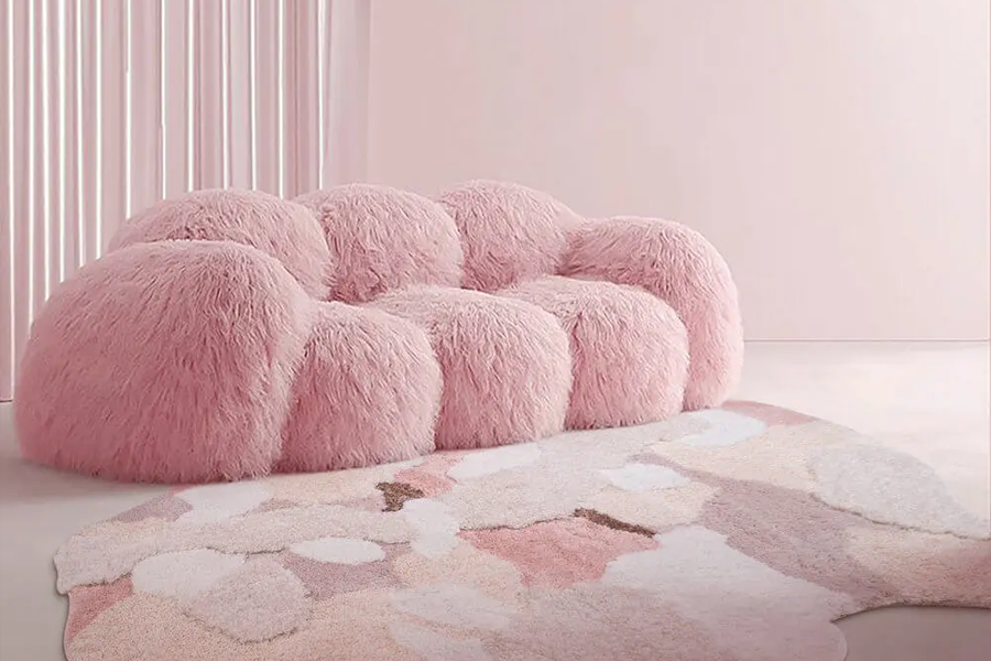 dusty pink sofa